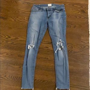 Hudson Distressed Ripped Low-Waisted Skinny Jeans